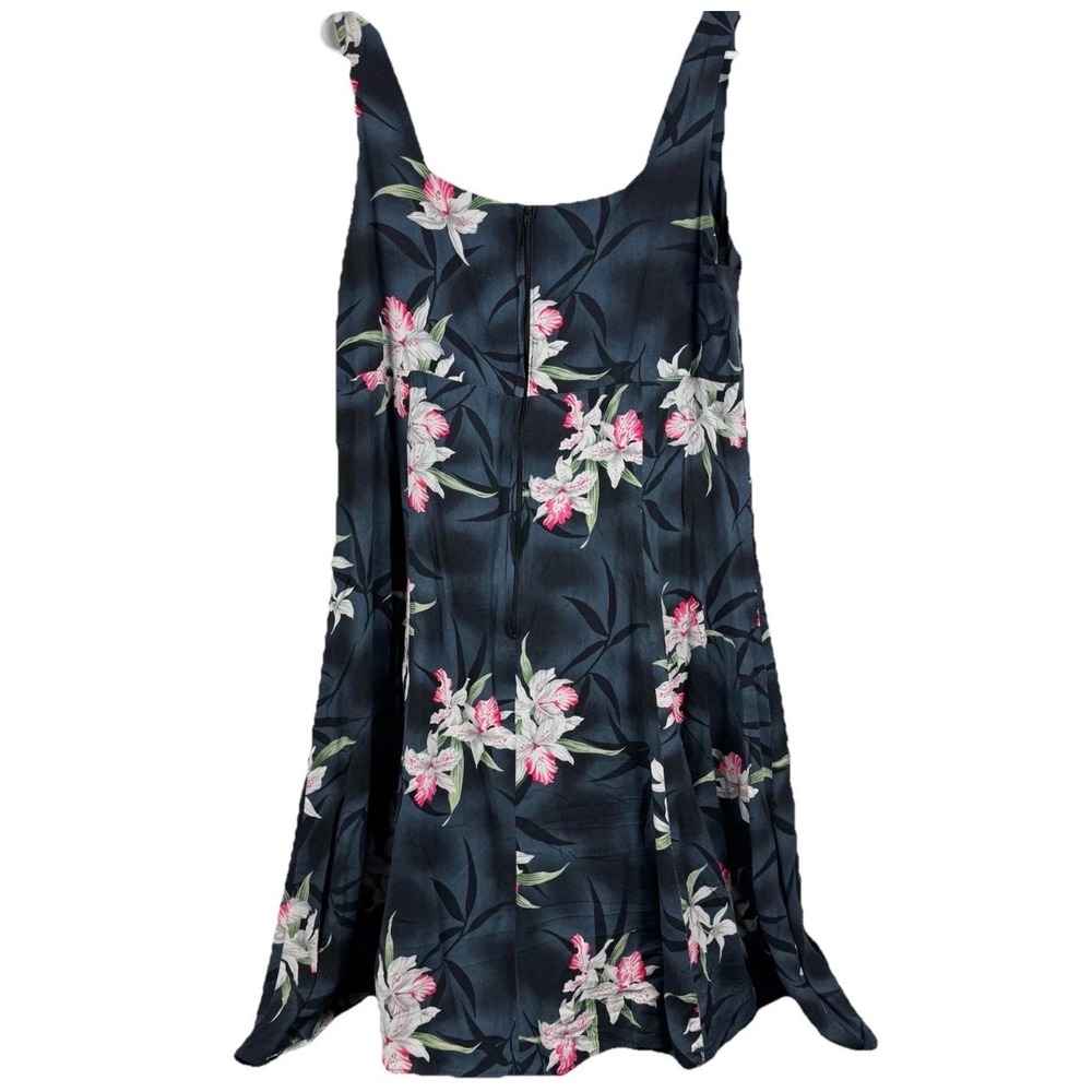 Two Palms Sundress Womens 3XL Blue Floral Orchid Tropical Made in Hawaii Rayon